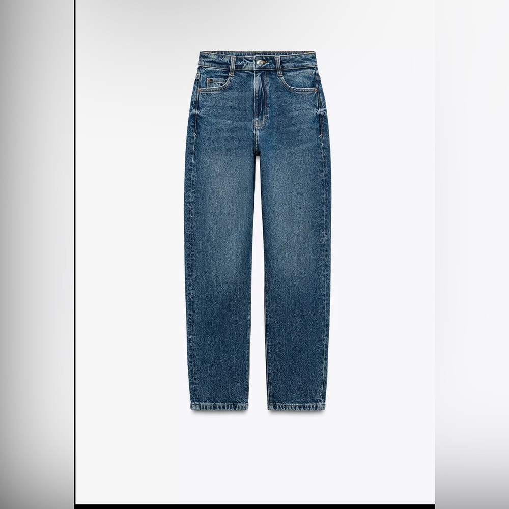 Zara Blue Straight-Leg Jeans Classic Denim